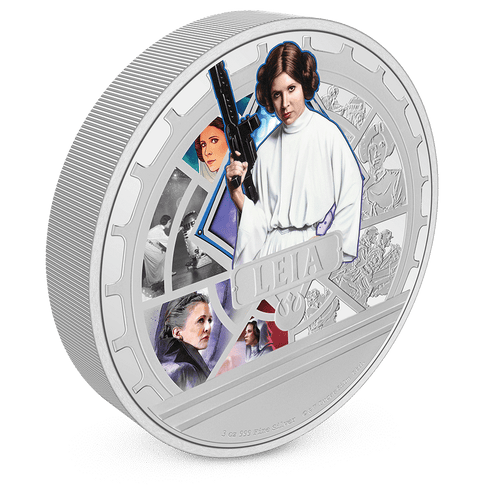 Star Wars™ Princess Leia™ 3oz Silver Coin with Milled Edge Finish.