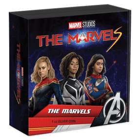 Marvel – The Marvels 1oz Silver Coin Featuring Custom Book-style Display Box With Brand Imagery.