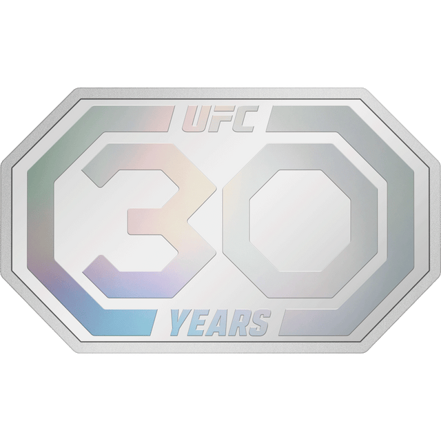UFC® 30th Anniversary 1oz Silver Coin Flat View.