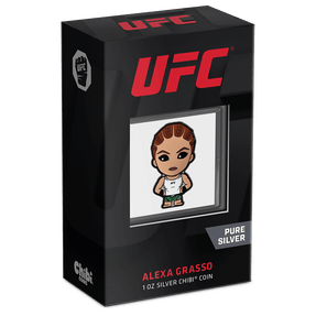 UFC® – Alexa Grasso 1oz Silver Chibi® Coin Featuring Custom Packaging with Display Window and Certificate of Authenticity Sticker. 