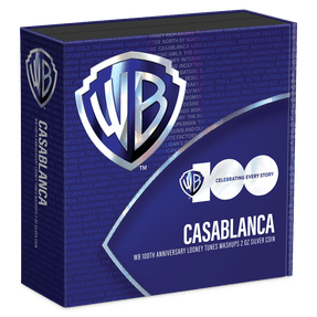 WB100 Looney Tunes Mashups – Casablanca 2oz Silver Coin Featuring Custom Book-style Display Box With Brand Imagery.