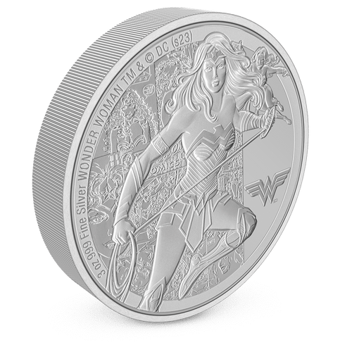 WONDER WOMAN™ Classic 3oz Silver Coin with Milled Edge Finish.
