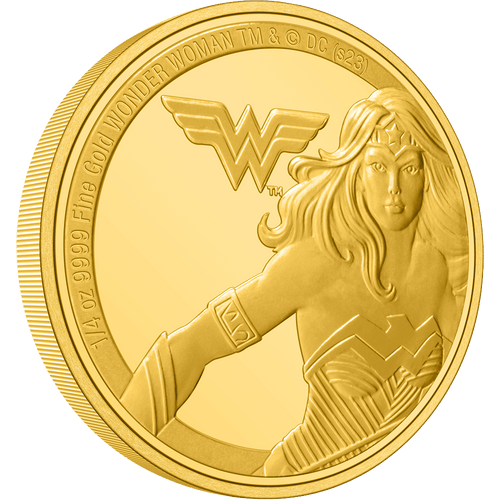 The legendary heroine, WONDER WOMAN™ features on this legendary 1/4oz gold coin! The design includes a powerful close-up of the heroine, with her iconic emblem beside her. Relief and texture enhance the design. Only 500 available worldwide! - New Zealand Mint