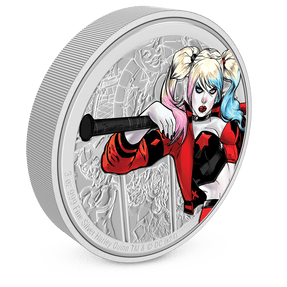 DC Villains – HARLEY QUINN™ 3oz Silver Coin with Milled Edge Finish. 