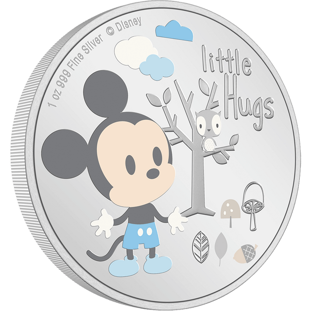 Gift the joy of a Baby Boy’s birth with this playful Disney Little Hugs coin. Showcases Disney’s Mickey Mouse in his adorable baby form. The engraving ‘Little Hugs’ and delightful motifs symbolise new life and the warmth felt by parents. Only 2,024 available. - New Zealand Mint