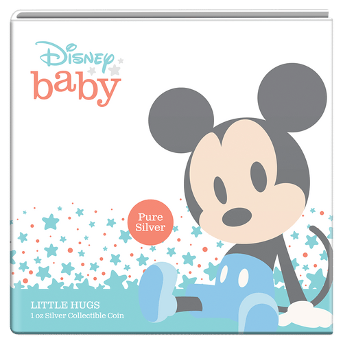 Disney Baby Little Hugs – Boy 1oz Silver Coin Featuring Custom Book-style Display Outer With Disney Imagery.
