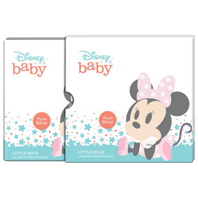 Disney Baby Little Hugs – Girl 1oz Silver Coin Featuring Custom-Designed Sliding Outer Box With Disney Imagery.