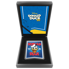 Disney Donald Duck 90th – #1 Since 1934! 5oz Silver Coin With Custom Wooden Display Box and Viewing Insert. 