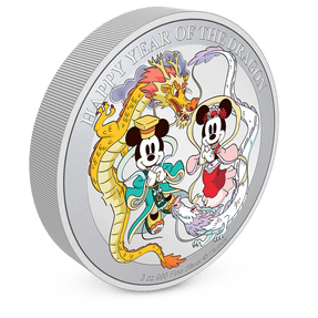 Disney Lunar Year of the Dragon 3oz Silver Coin with Milled Edge Finish.