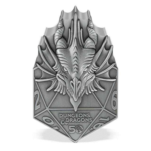 The Dungeons & Dragons 50th anniversary coin – a legendary tribute to 5 decades of fantasy, imagination, and adventure. Featuring D&D’s iconic Red Dragon in exquisite relief, with D20 detailing on both the reverse and obverse. 1,000 available! - New Zealand Mint