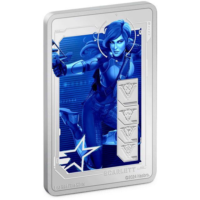 Part of our G.I. Joe series, Scarlett is ready for action on this officially licensed coin. Rectangularly shaped, the design highlights an image of Scarlett in combat, along with frosted icons symbolising her stats. Only 2,000 available! - New Zealand Mint