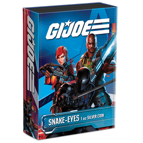 G.I. Joe – Snake-Eyes 1oz Silver Coin Featuring Custom Book-style Outer With Brand Imagery.