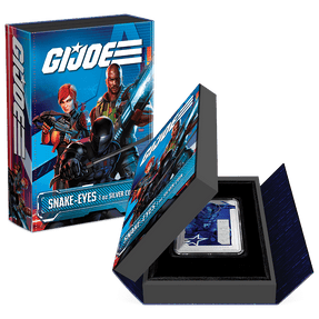 G.I. Joe – Snake-Eyes 1oz Silver Coin  Featuring Custom Book-style Packaging With Imagery and Velvet Insert to House the Coin.