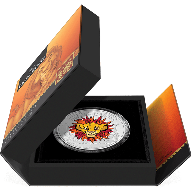 Disney The Lion King 30th Anniversary – Circle of Life 1oz Silver Coin Featuring Custom Book-style Outer lined with velvet. 