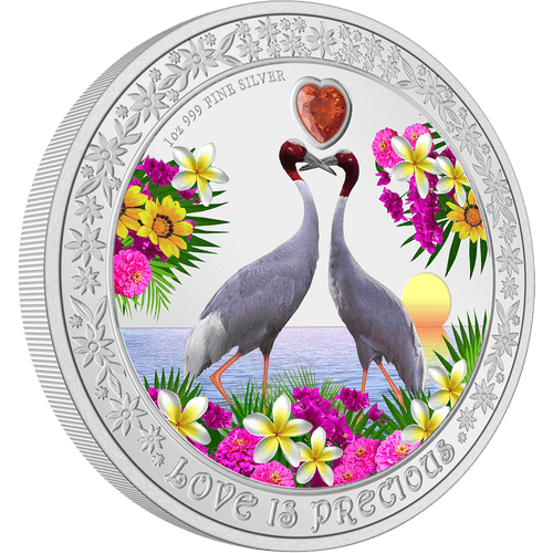 Gift a beautiful symbol of love to that special someone with this 1oz pure silver Love is Precious coin. - New Zealand Mint