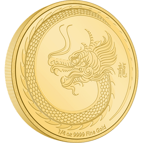 This 1/4 oz pure gold coin pays tribute to the 2024 Lunar Year of the Dragon! The design includes an engraving of a dragon along with its Chinese character. Presented in a quality display case and themed outer box. - New Zealand Mint