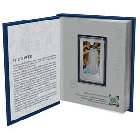 Tarot Cards – The Tower 1oz Silver Coin Featuring Custom-designed Book-style Packaging with Coin Insert and Certificate of Authenticity.