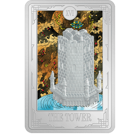Tarot Cards – The Tower 1oz Silver Coin - Flat View.