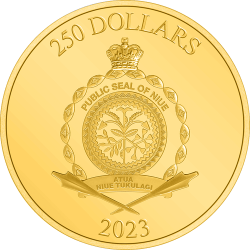 Public Seal of Niue Coat of Arms $250 2023 Obverse.