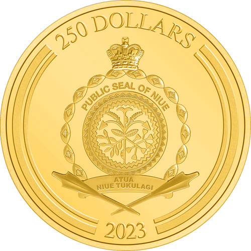 Public Seal of Niue Coat of Arms $250 2023 Obverse.