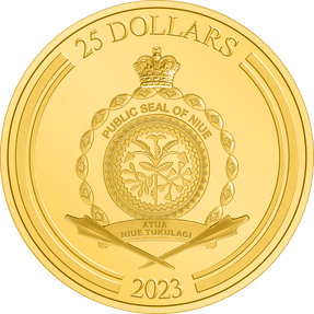 Public Seal of Niue Coat of Arms $25 2023 Obverse.