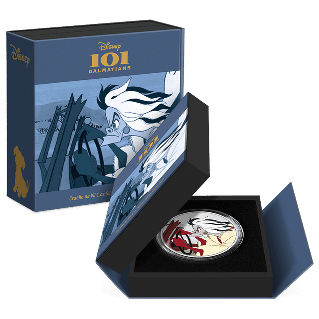 Disney 101 Dalmatians – Cruella De Vil 1oz Silver Coin - New Zealand Mint