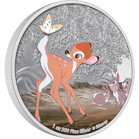 Disney Bambi 80th Anniversary – Bambi and Butterfly 1oz Silver Coin - New Zealand Mint