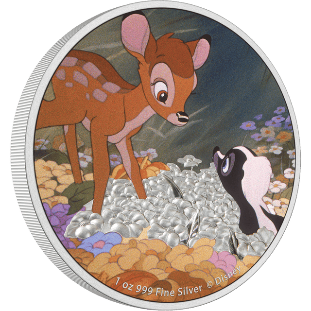 Disney Bambi 80th Anniversary – Bambi and Flower 1oz Silver Coin - New Zealand Mint
