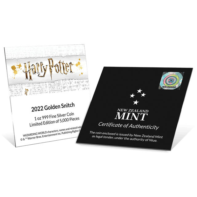 HARRY POTTER Classic - Golden Snitch™ 1oz Silver Coin - New Zealand Mint