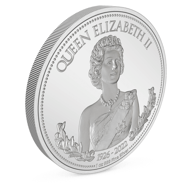 Queen Elizabeth II 1oz Silver Coin With Milled Edge Finish.