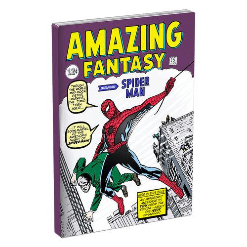 COMIX™ - Marvel Amazing Fantasy #15 1oz Silver Coin Coloured on all sides to represent the spine and pages - New Zealand Mint.