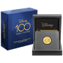 Disney 100 Years of Wonder - Mickey Mouse and Donald Duck 1/4oz Gold Coin With Custom Wooden Display Box and Outer Box Featuring brand imagery.