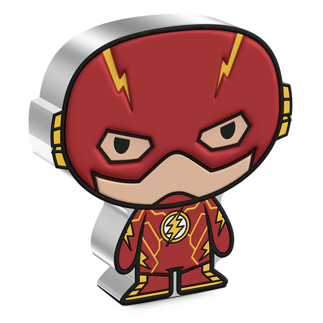 Uniquely shaped and coloured, this 1oz pure silver Chibi® Coin shows THE FLASH™ in his signature red suit and mask, as seen in the 2023 film of the same name. Includes a 1 in 10 chance for a bonus gilded version! | NZ Mint