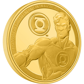This 1/4oz engraved gold coin includes a powerful close-up of the hero, with his iconic emblem beside him. Some relief and texture, using sandblasting, further enhance the design, which stands out beautifully against the mirror-finish background. - New Zealand Mint.