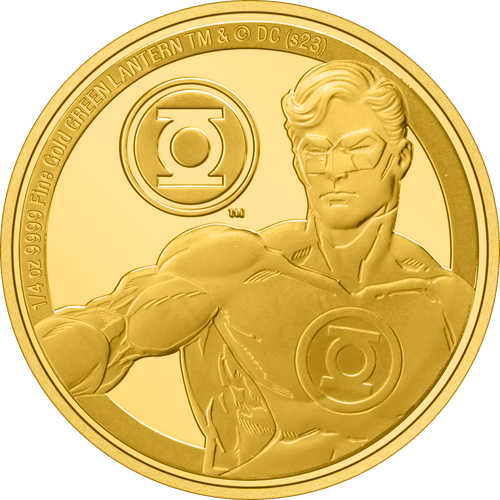 GREEN LANTERN™ Classic 1/4oz Gold Coin - Flat View.