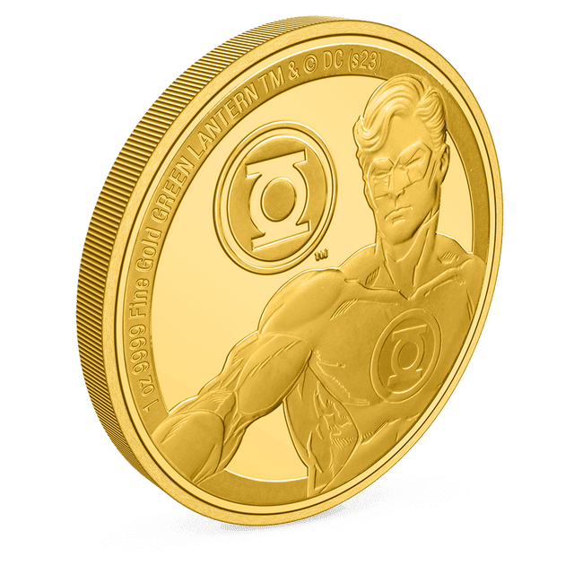 GREEN LANTERN™ Classic 1oz Gold Coin -With Milled Edge Finish.