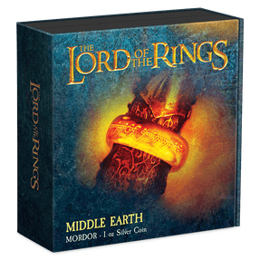 THE LORD OF THE RINGS™ - Mordor 1oz Silver Coin Featuring Custom Book-style Outer With Brand Imagery.