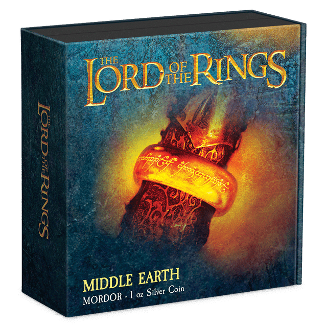 THE LORD OF THE RINGS™ - Mordor 1oz Silver Coin Featuring Custom Book-style Outer With Brand Imagery.