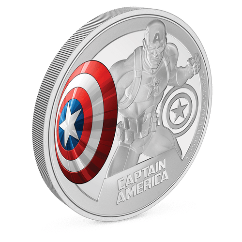 Marvel Captain America™ 1oz Silver Coin with Milled Edge Finish.