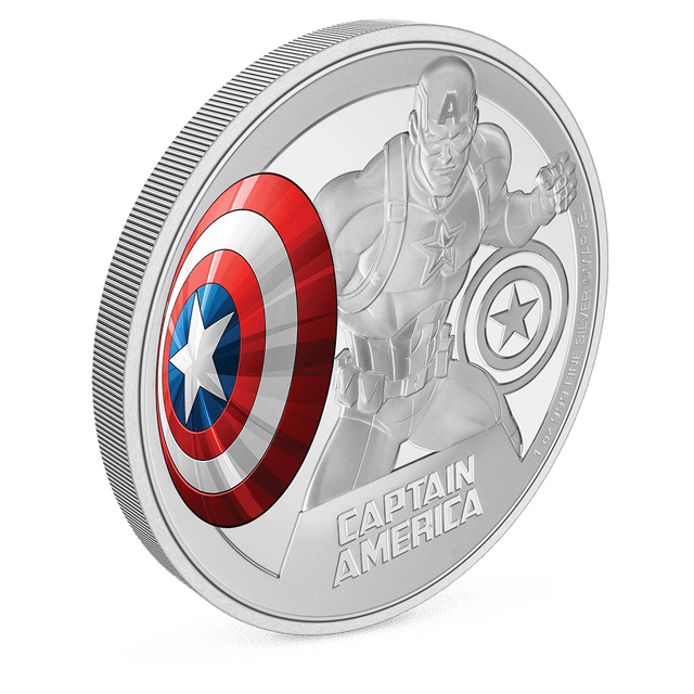 Marvel Captain America™ 1oz Silver Coin with Milled Edge Finish.