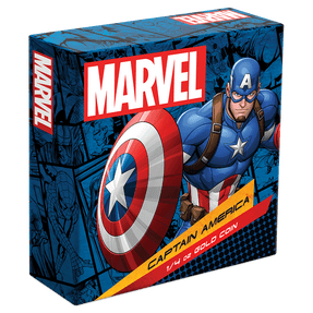 Marvel Captain America™ 1/4oz Gold Coin Featuring Custom-Designed Outer Box With Brand Imagery.