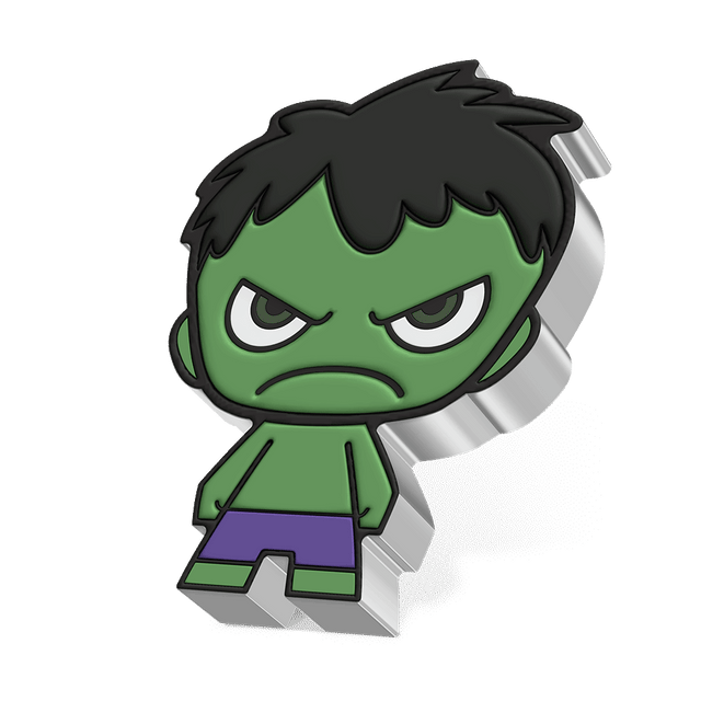 Marvel – The Incredible Hulk MEGA Chibi® 2oz Silver Coin With Smooth Edge Finish.