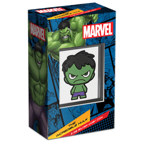 Marvel – The Incredible Hulk MEGA Chibi® 2oz Silver Coin Marvel – The Incredible Hulk MEGA Chibi® 2oz Silver Coin Featuring Custom Packaging with Display Window and Certificate of Authenticity Sticker.