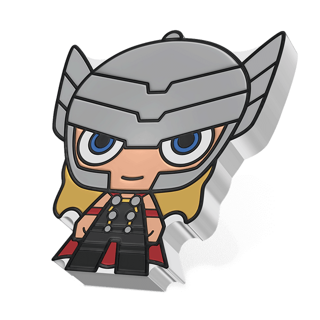 Marvel - Thor 1oz Silver Chibi® Coin With Smooth Edge Finish.