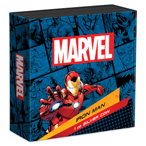 Marvel Iron Man™ 1oz Silver Coin Featuring Custom-Designed Outer Box With Brand Imagery.