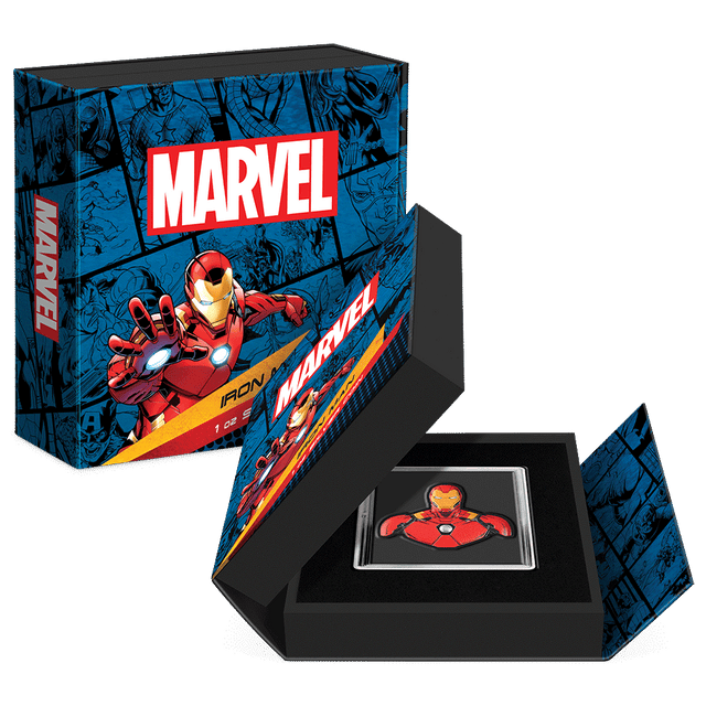 Marvel Iron Man™ 1oz Silver Coin Featuring Custom-designed Book-style Packaging with Coin Insert