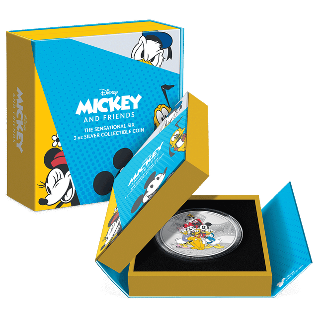 Disney Mickey & Friends – 3oz Silver Coin Featuring Custom Book-style Packaging With Imagery and Velvet Insert to House the Coin. - New Zealand Mint