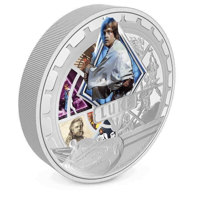 Star Wars™ Luke Skywalker 3oz Silver Coin with Milled Edge Finish.