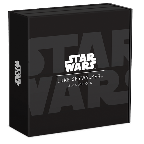 Star Wars™ Luke Skywalker 3oz Silver Coin Featuring Custom Book-style Outer With Brand Imagery.