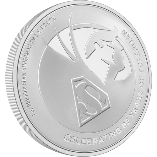Fully engraved, this collectible shows a close-up look of the Man of Steel along with a prominent display of his emblem. Surrounding the coin are the words “Celebrating 85 years of Superman” to further commemorate the special anniversary. - New Zealand Mint